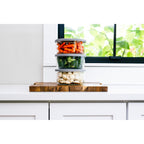 6 Piece Set (4 Cup / 32Oz) Round Glass Storage Containers With Lids, Grey