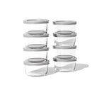 16 Piece Set (1 Cup / 8Oz) Round Glass Storage Containers With Lids, Grey