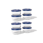 16 Piece Set (1 Cup / 8Oz) Round Glass Storage Containers With Lids, Blue
