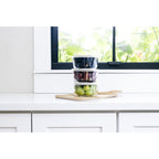 6 Piece Set (2 Cup / 16Oz) Round Glass Storage Containers With Lids, White