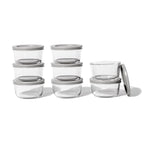 16 Piece Set (7Oz) Round Glass Storage Containers With Lids, Grey