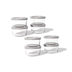 16 Piece Set (7Oz) Round Glass Storage Containers With Lids, Grey