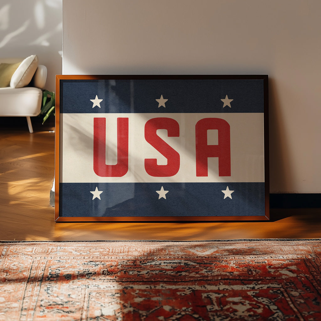 USA Patriotic Typography Art Print
