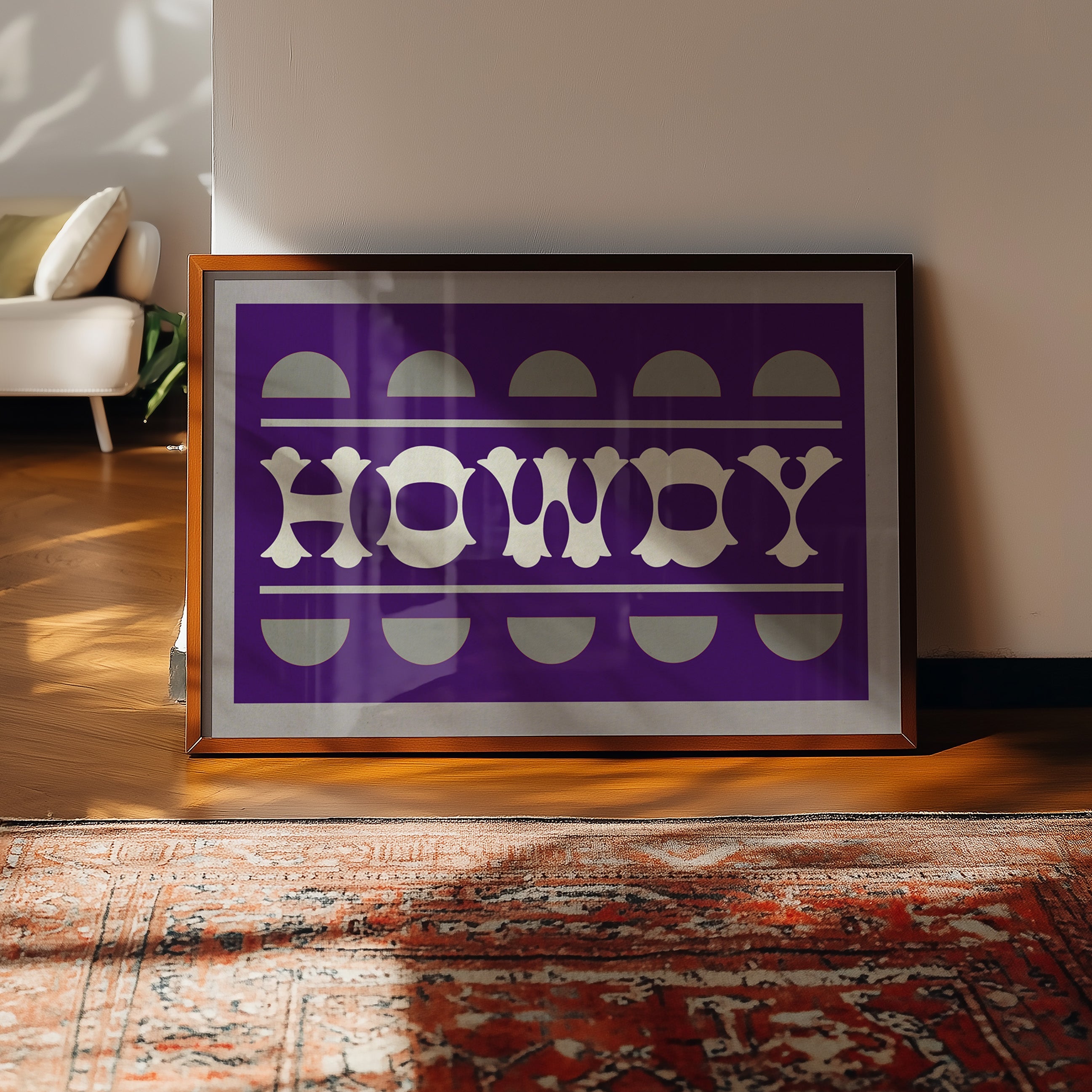 Purple and Silver Howdy Home Decor Art Print