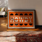 Orange and Black Howdy Home Decor Art Print