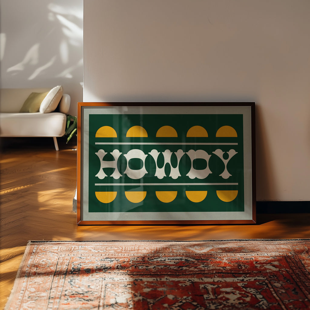 Green and Gold Howdy Home Decor Art Print