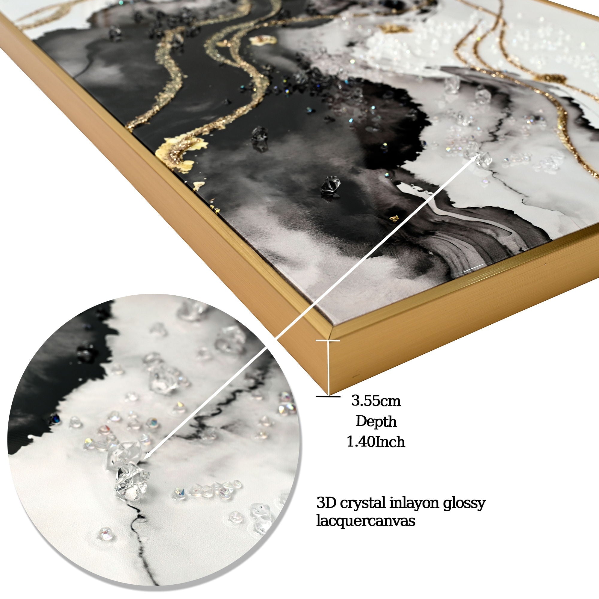 Large Framed And Abstract Wall Art - White / Black