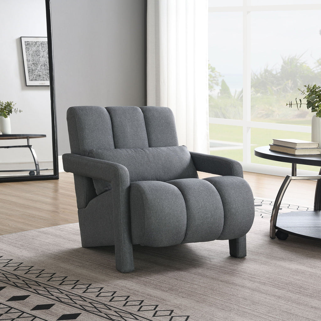 Modern Upholstered Accent Chair, Comfortable Fabric With A Pillow