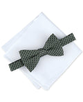 Alfani Men's Pre-Tied Geo Bow Tie & Solid Pocket Square Set - Green