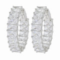 Brilliante Choice of Emerald or Oval Cut Simulated Diamond Hoop Earrings