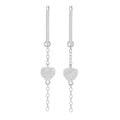 Zoey Blush Platinum Plated 0.17ctw Diamond Heart Threader Drop Earrings