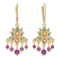 Passport to India 2.61ctw Orange Sapphire & Rhodolite Lotus Gate Earrings