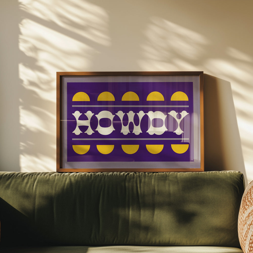 Purple and Gold Howdy Home Decor Art Print