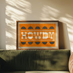 Orange and Smoky Gray Howdy Home Decor Art Print