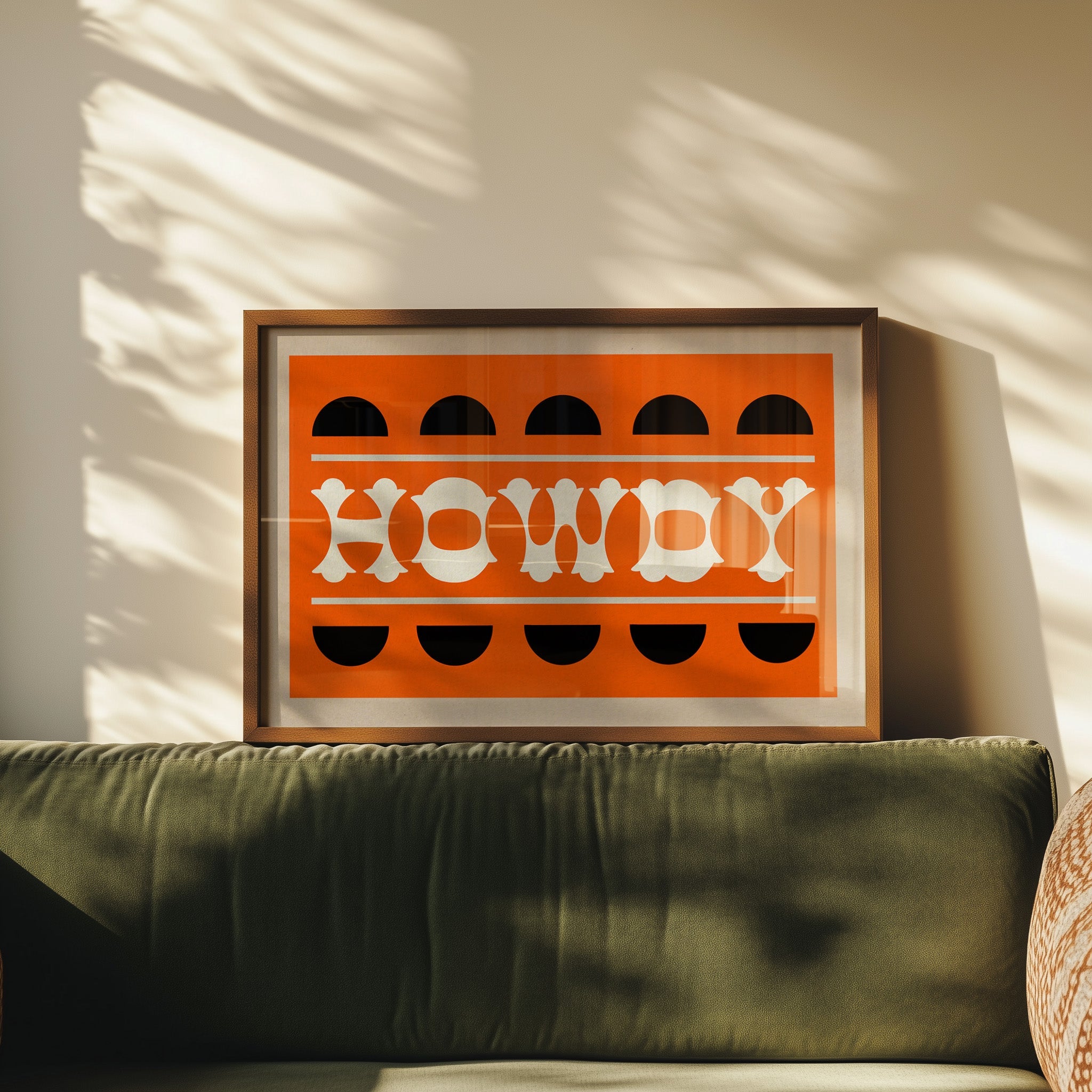 Orange and Black Howdy Home Decor Art Print