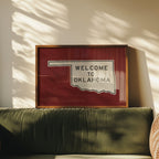Welcome To Oklahoma Vintage Crimson Road Sign Art Print
