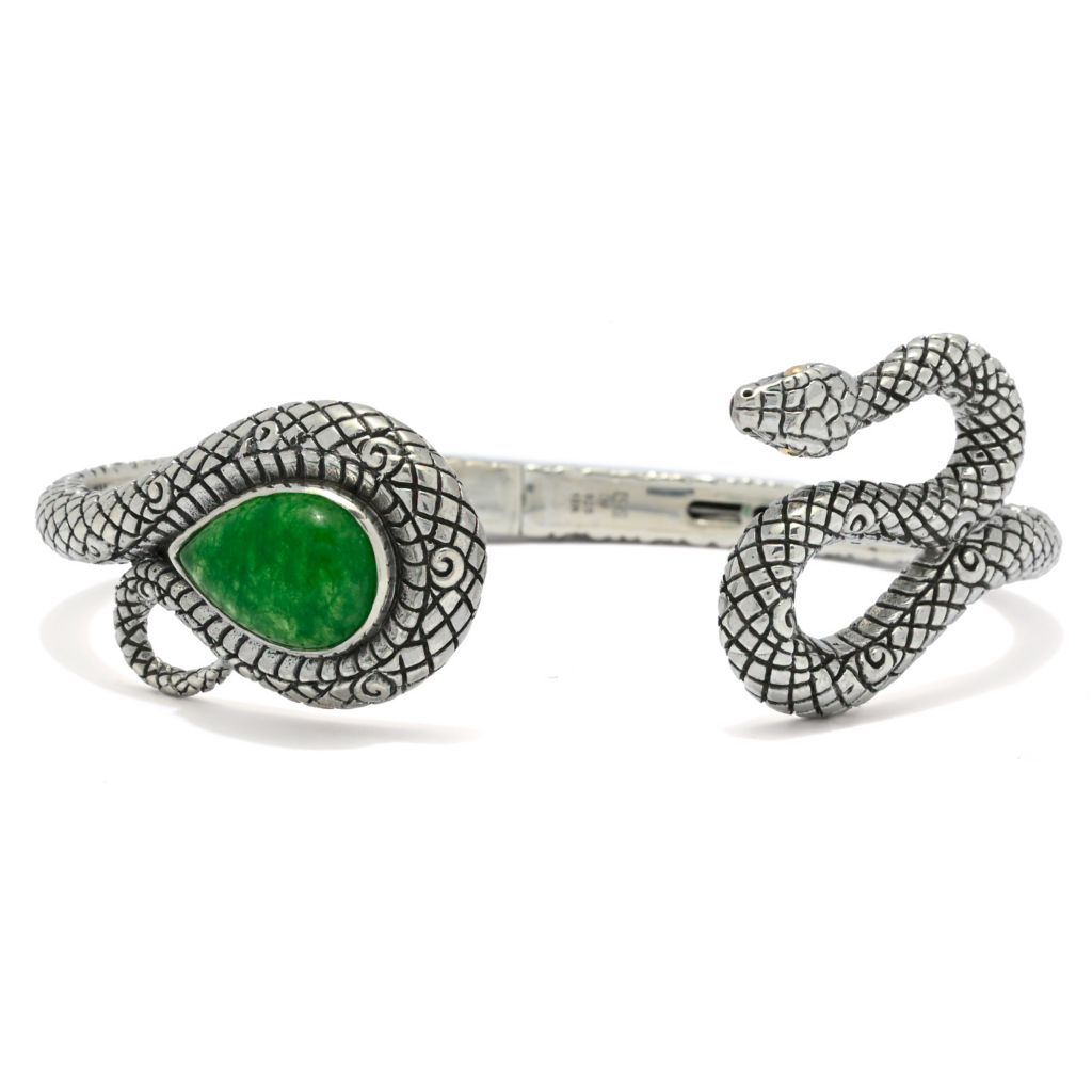 Artisan Silver by Samuel B. Choice of 14x10mm Gemstone Year of the Snake Bracelet
