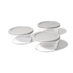6 Piece Set (4 Cup / 32Oz) Round Glass Storage Containers With Lids, Grey