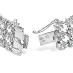 18K White Gold 7 1/2 Cttw Diamond 3 Row Floral Link Bracelet (G-H Color, VS1-VS2 Clarity) - 7 " Inches