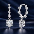 925 Sterling Silver White Gold Plated 1 Carat Moissanite Pavé CZ 2.2cm Hoop Earrings for Women