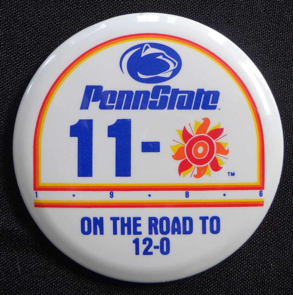 Vintage 1986 Penn State Sunkist Fiesta Bowl 3 inch Button Pin