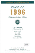 Lou Creekmur HOF Autographed Goal Line Art GLAC Postcard Detroit Lions JSA