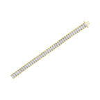 14K Yellow and White Gold 5.0 Cttw Round & Baguette Cut Diamond 7" Reflective Tennis Bracelet (H-I Color, I1-I2 Clarity)