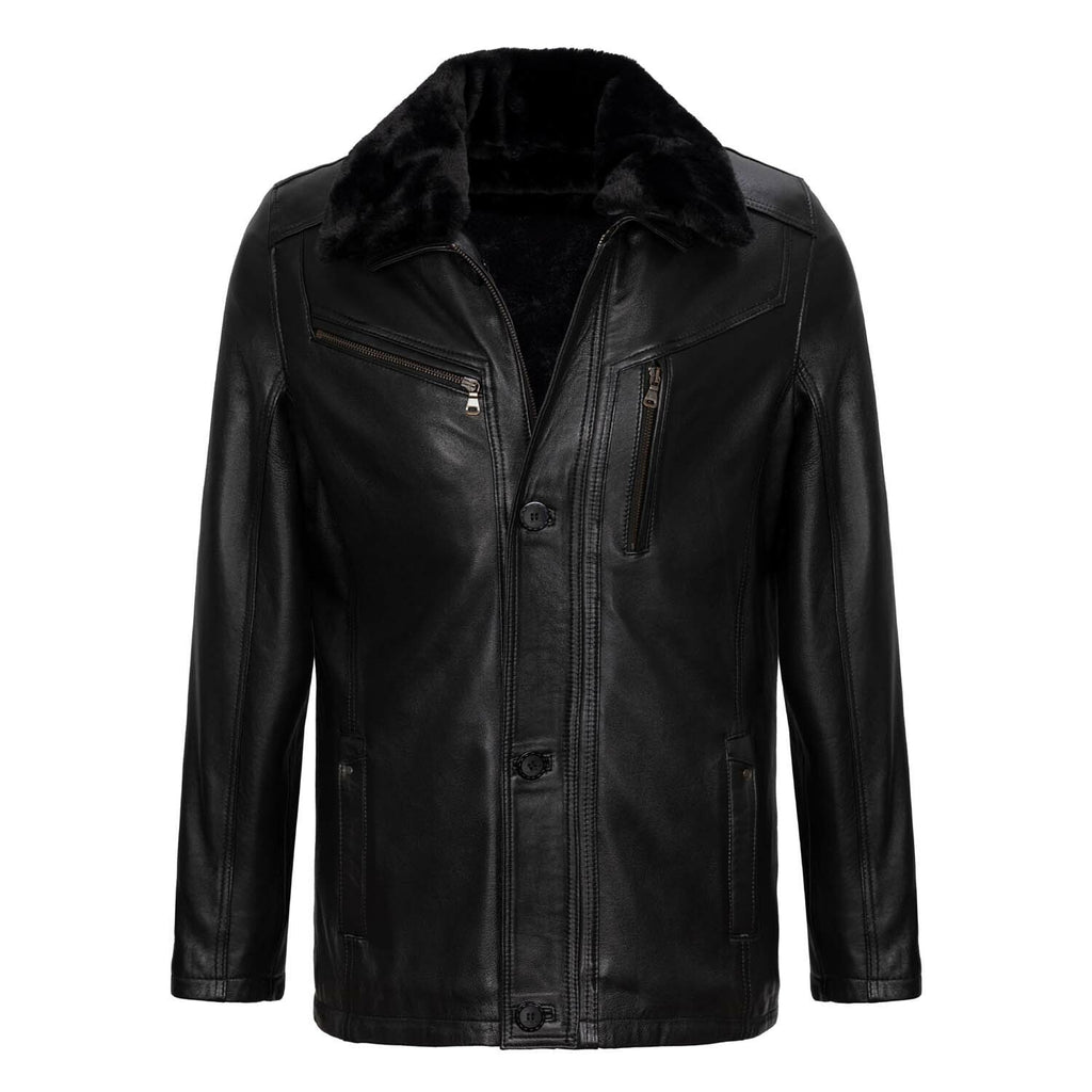 Button Up Plush Collar Jacket // Black