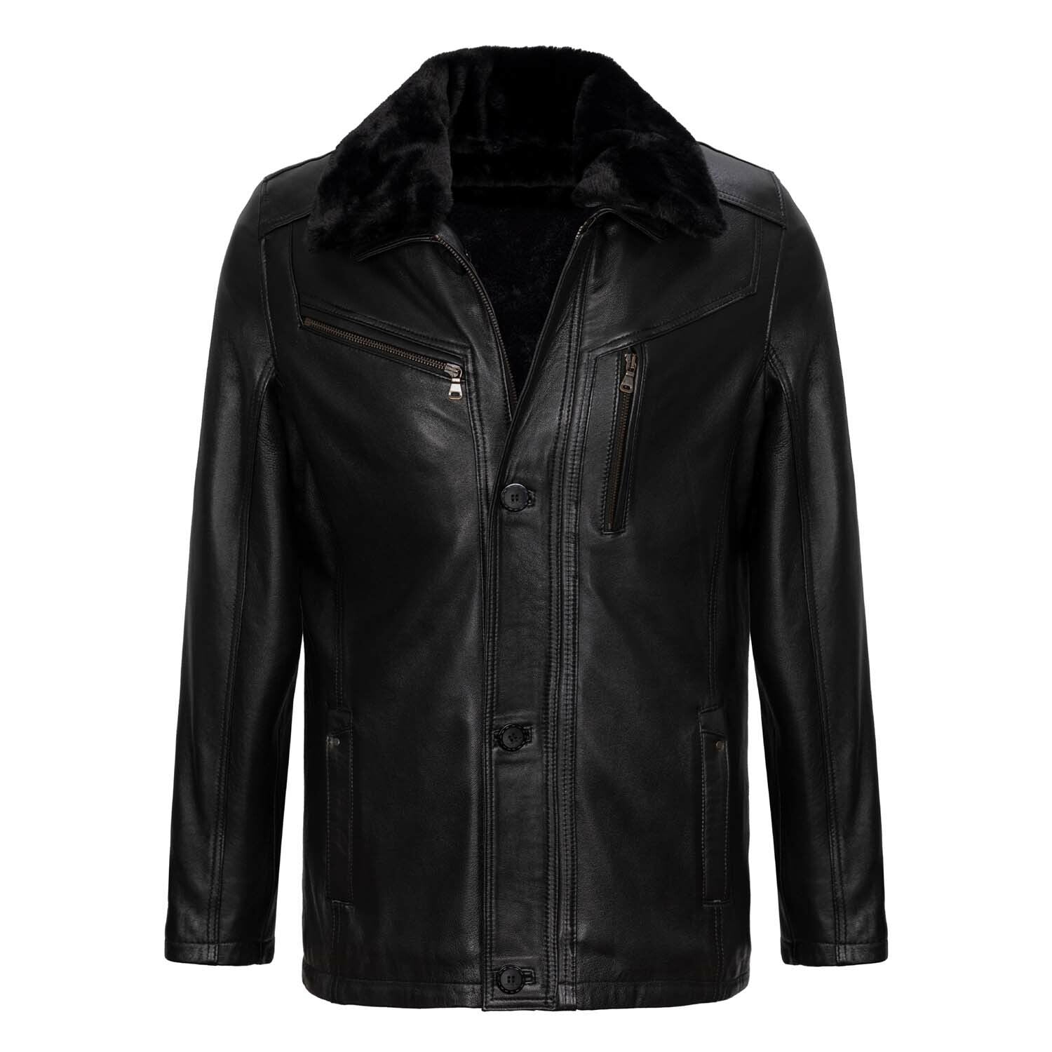 Button Up Plush Collar Jacket // Black