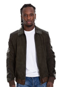 The Albendin Green Leather Men  Jacket