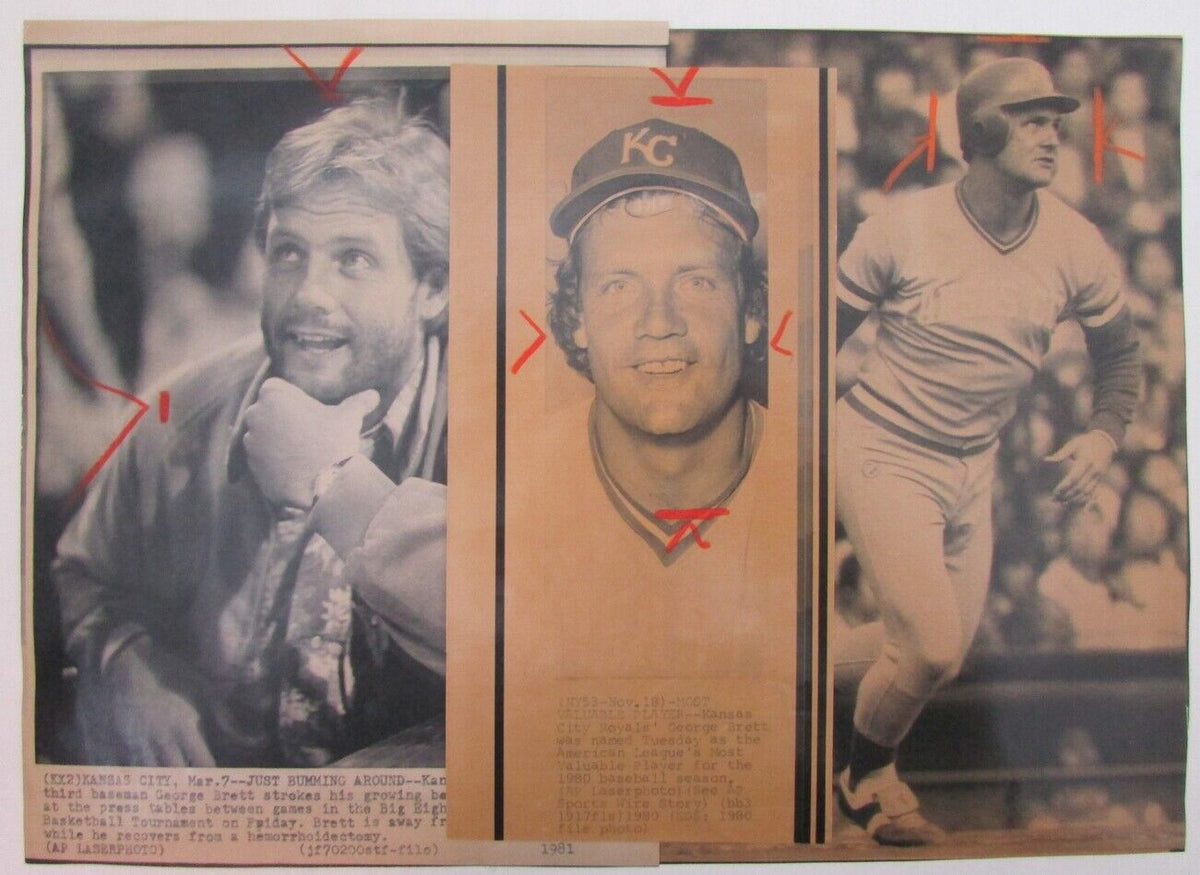Lot of 9 George Brett Kansas City Royals 1980's-90's News Wire Photos 157376