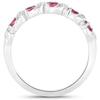 0.64 Carat Genuine Pink Tourmaline and White Topaz .925 Sterling Silver Ring