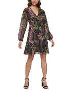 Kensie Women's V-Neck Mini Fit & Flare Dress