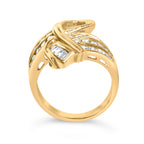 14K Yellow Gold 1 1/3 Cttw Channel Set Diamond Bypass Cocktail Ring (J-K Color, I1-I2 Clarity) - Ring Size 7