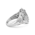 Sterling Silver 1 Cttw Diamond Pear-Shaped Triple Halo Cluster Ring