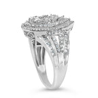 Sterling Silver 1 Cttw Diamond Pear-Shaped Triple Halo Cluster Ring