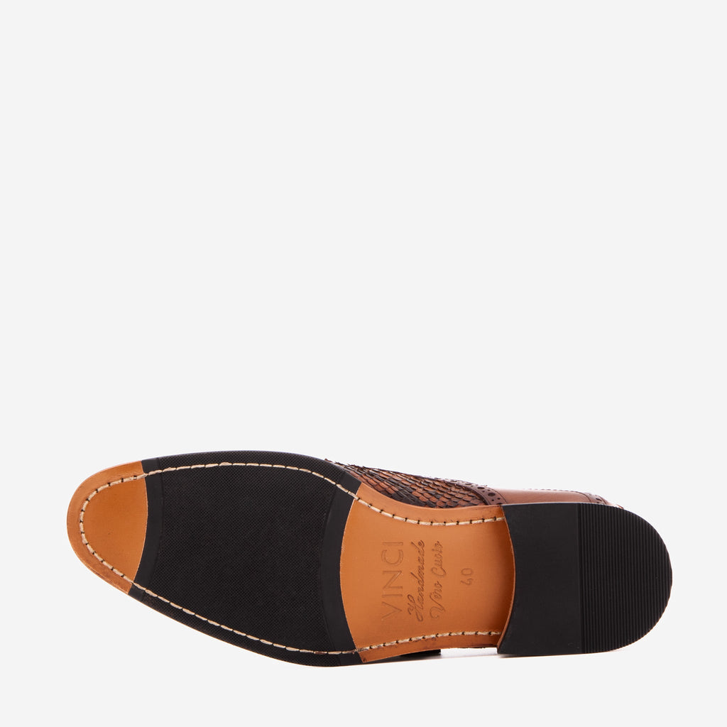 The Varenne Tan Pythn Leather Oxford Men Shoe