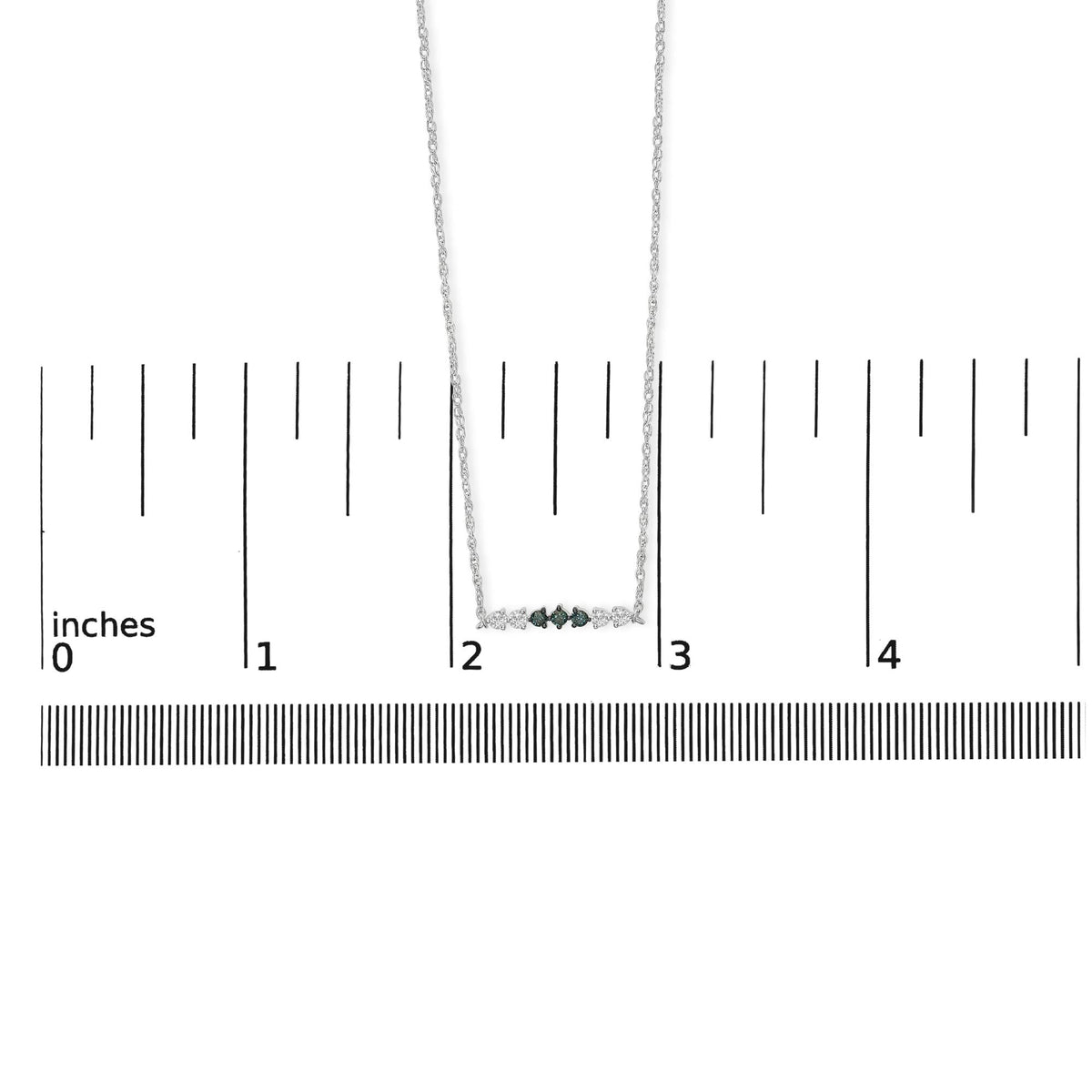 Sterling Silver 1/5 Cttw White and Blue Diamond 6 Stone Bar Necklace