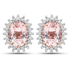1.61 Carat Genuine Morganite and White Diamond 14K Rose Gold Earrings