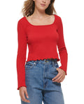 Dkny Jeans Womens SquareNeck LettuceEdge Top