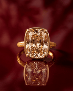 Sterling Silver Elongated Cushion Champagne CZ Cocktail Ring