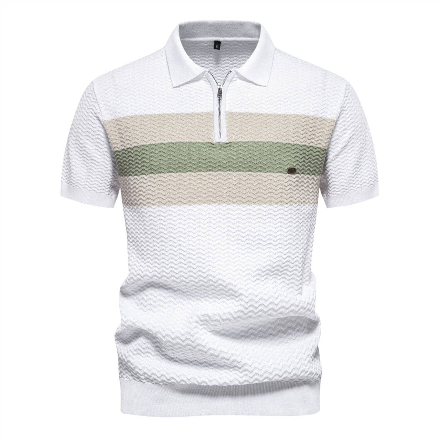 Textured Zippered Polo // White