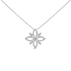 Sterling Silver 1/2 Cttw Diamond Floral Cross Pendant Necklace