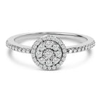 Sterling Silver 1/5 Cttw Diamond Round Motif Halo Ring