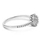 Sterling Silver 1/5 Cttw Diamond Round Motif Halo Ring