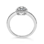 Sterling Silver 1/5 Cttw Diamond Round Motif Halo Ring