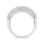 .925 Sterling Silver 2.00 Cttw Round and Baguette-Cut Diamond Cluster Ring (H-I Color, I1-I2 Clarity) - Size 7