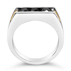 Men's 14K Yellow Gold Plated Sterling Silver 1-1/2 Cttw Black Diamond Channel Set Band Ring