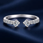 925 Sterling Silver White Gold Plated Size E Moissanite Pavé CZ Ring for Women