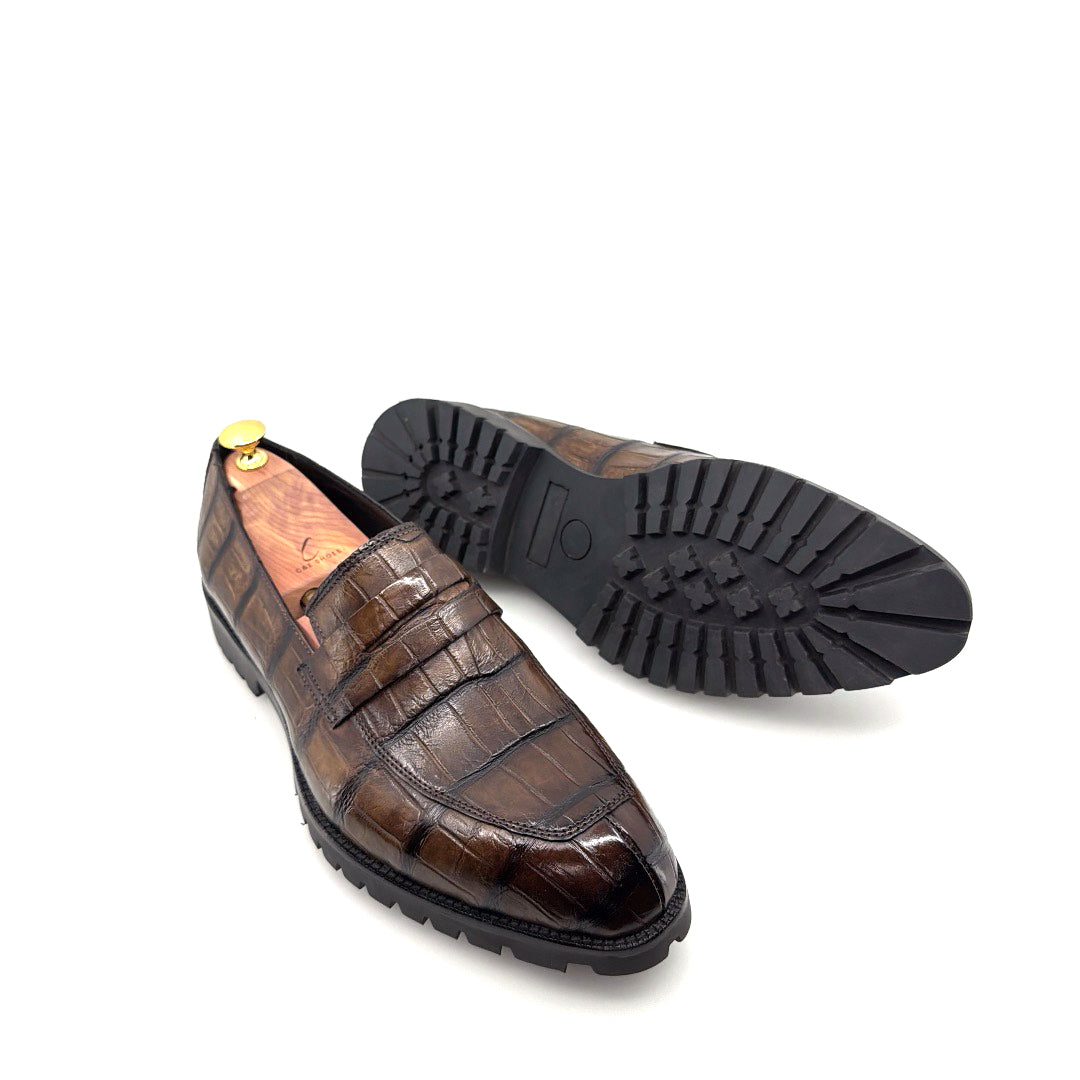 Maurice Malibu Custom Made Alligator Loafer - Brown